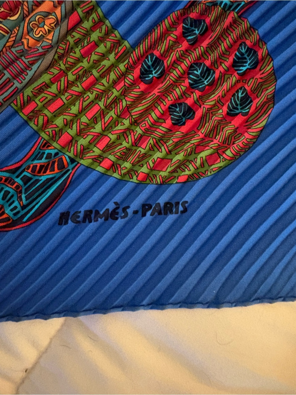 Blue Multicolor Hermes plisse scarf - Picture 5 of 5